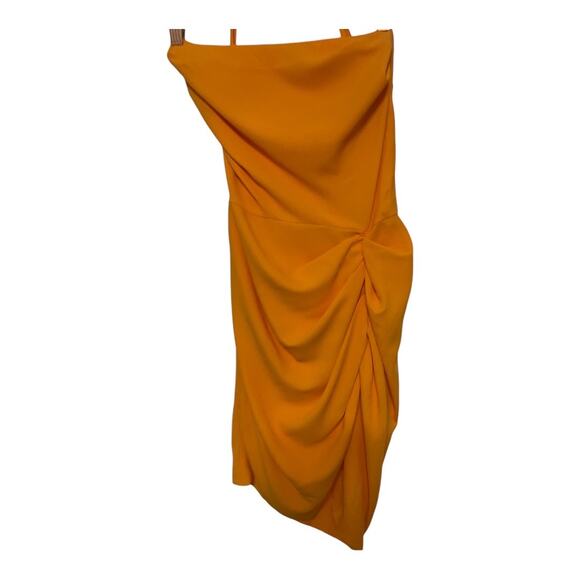 Amanda Uprichard Jasalina Mini Dress Cowl Neck Ruched Side Slit Koi Size Medium - Picture 5 of 15